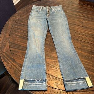 Veronica Beard Carolyn High Rise Baby Boot Cut Button Fly Blue Denim Jeans